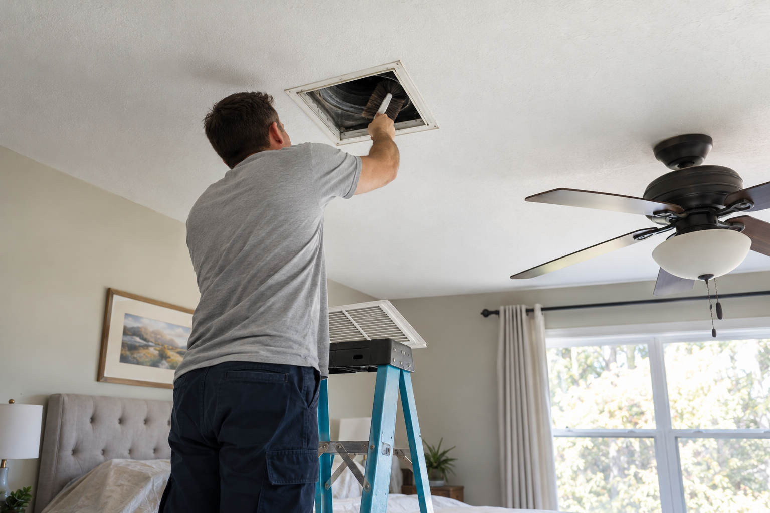 air duct cleaning at an Orlando home's ceiling vent